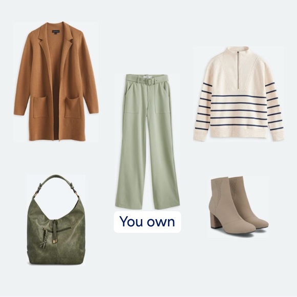 Sage Green Wide Leg High-Waisted Pants - Picture 5 of 5